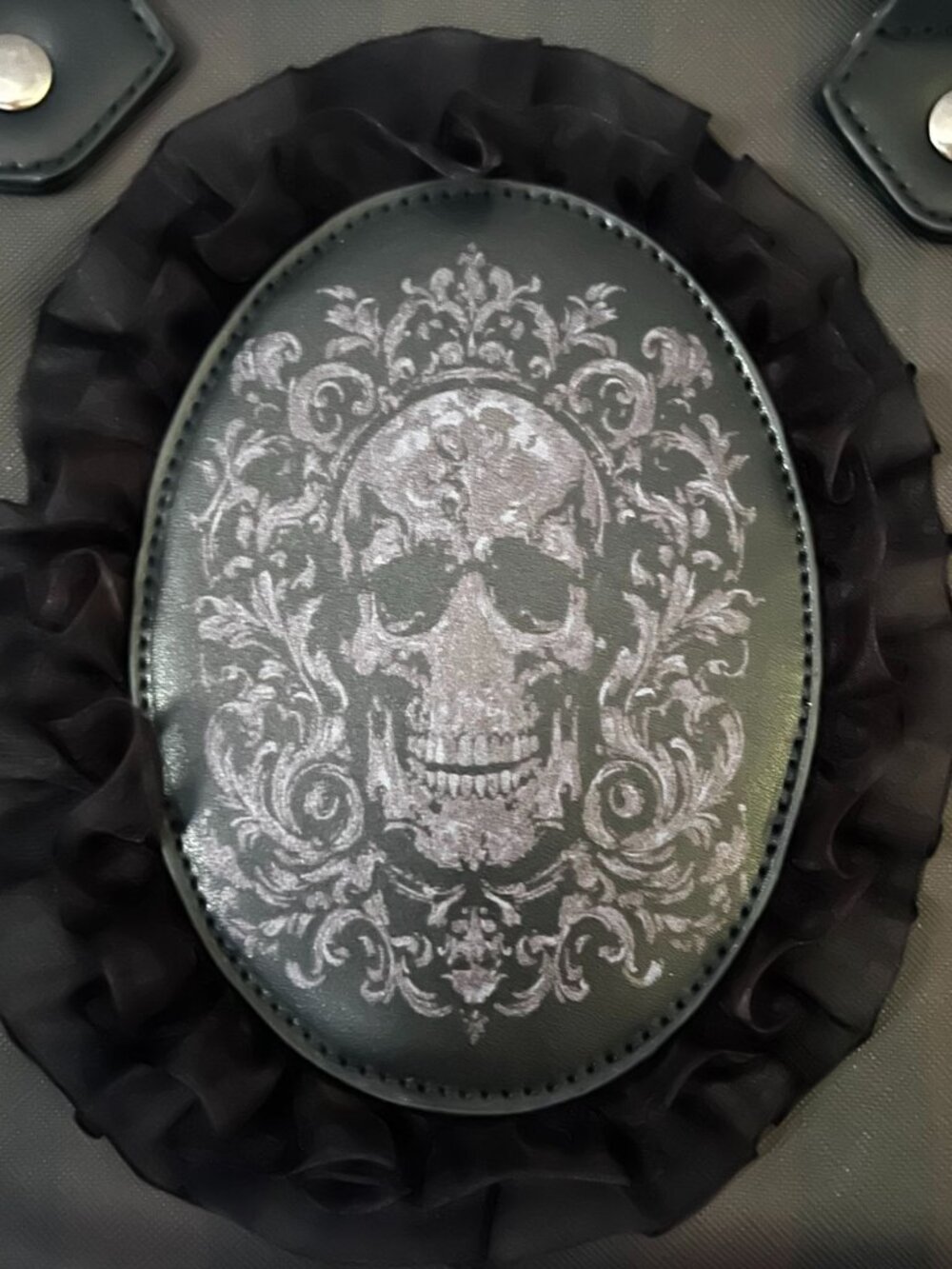 Killstar Darkmoor Academy Handbag Black Gothic Skull Design Ruffled Trim - Picture 2 of 15